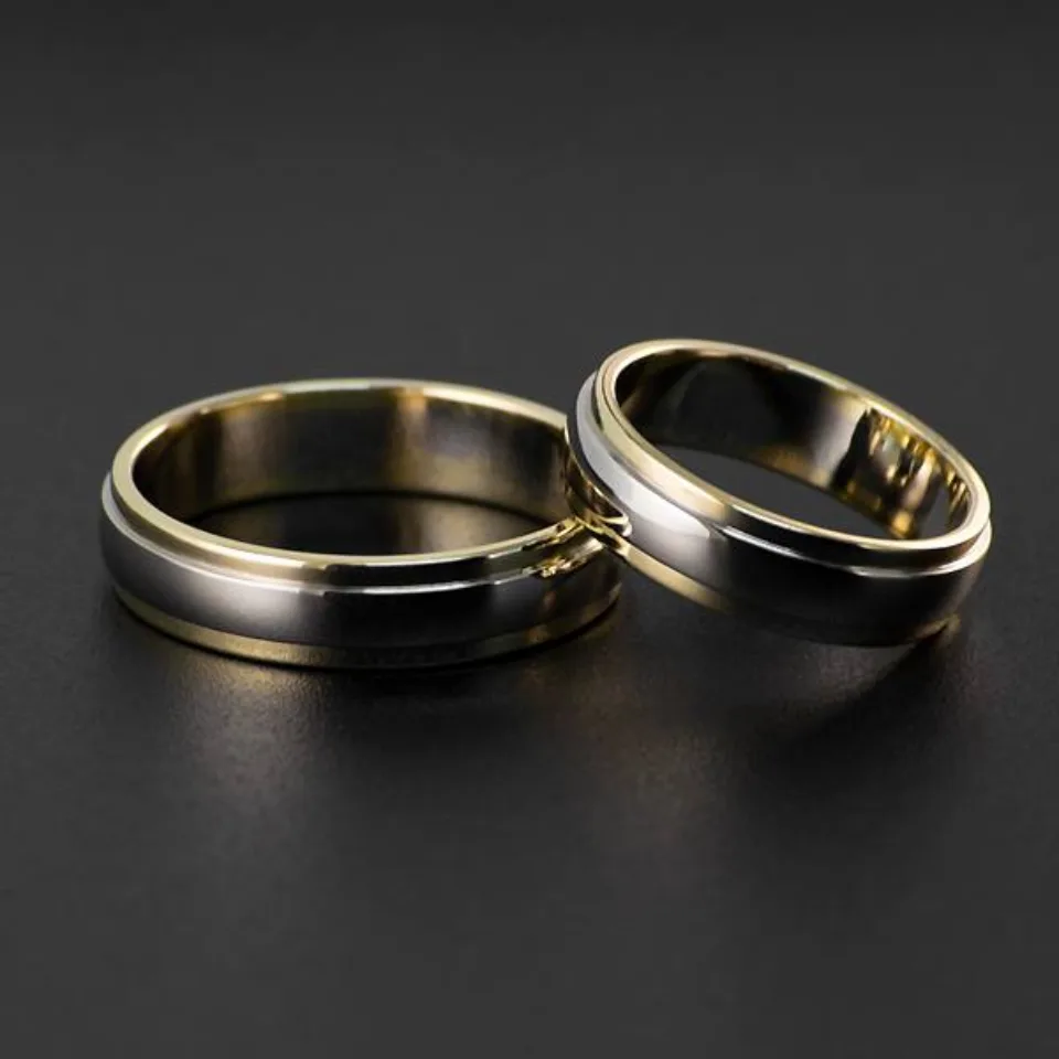 Vestuviniai žiedai Nr. V100 MOD – dviejų spalvų aukso vestuviniai žiedai